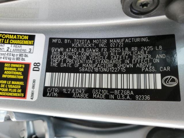 Photo 10 from auction – 2022 LEXUS ES 350 BAS with VIN 58ADZ1B13NU122715