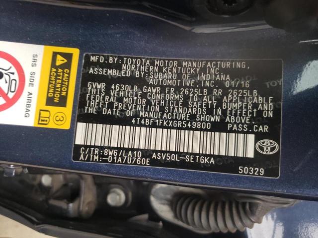Photo 10 from auction – 2016 TOYOTA CAMRY LE with VIN 4T4BF1FKXGR549800