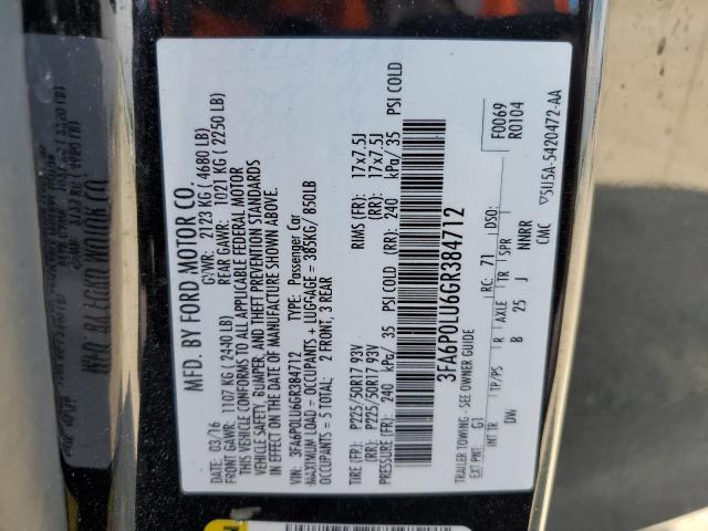 Photo 10 from auction – 2016 FORD FUSION SE with VIN 3FA6P0LU6GR384712