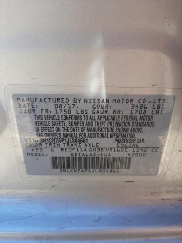 Photo 10 from auction – 2018 NISSAN VERSA S with VIN 3N1CN7AP1JL804561
