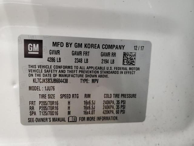 Photo 10 from auction – 2018 CHEVROLET TRAX LS with VIN KL7CJKSB3JB604438