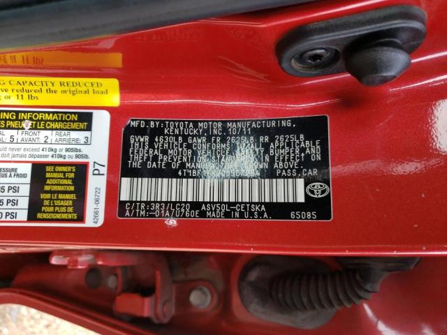 Photo 10 from auction – 2012 TOYOTA CAMRY with VIN 4T1BF1FK2CU507254