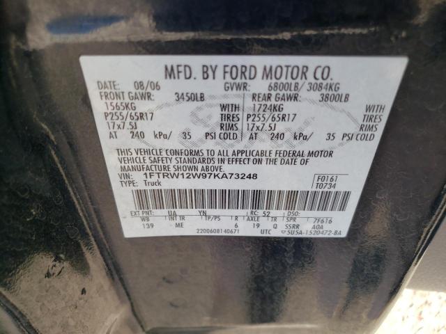 Photo 10 from auction – 2007 FORD F150 SUPER with VIN 1FTRW12W97KA73248