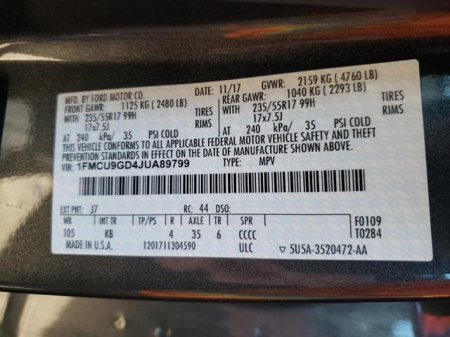 Photo 10 from auction – 2018 FORD ESCAPE SE with VIN 1FMCU9GD4JUA89799