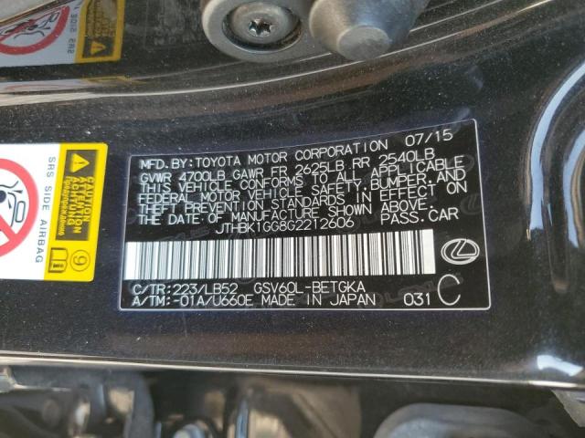 Photo 10 from auction – 2016 LEXUS ES 350 with VIN JTHBK1GG8G2212606
