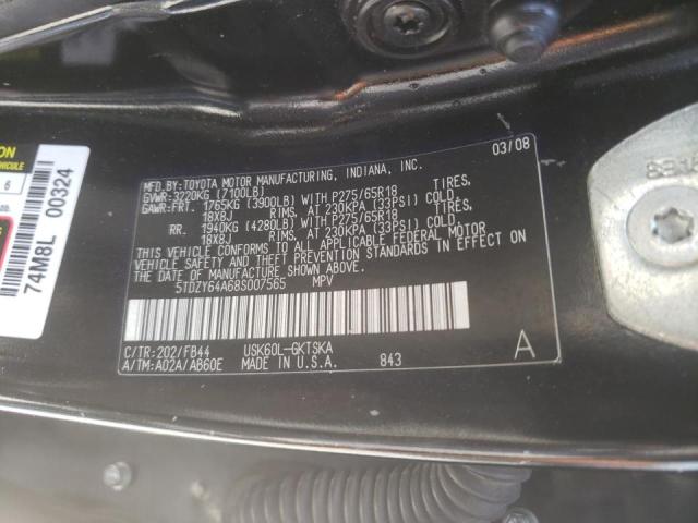 Photo 10 from auction – 2008 TOYOTA SEQUOIA SR with VIN 5TDZY64A68S007565