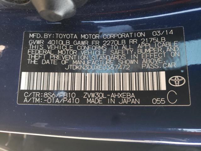 Photo 10 from auction – 2014 TOYOTA PRIUS with VIN JTDKN3DUXE0367472