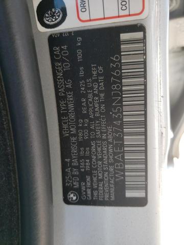 Photo 10 from auction – 2005 BMW 325 I with VIN WBAET37435NJ87636