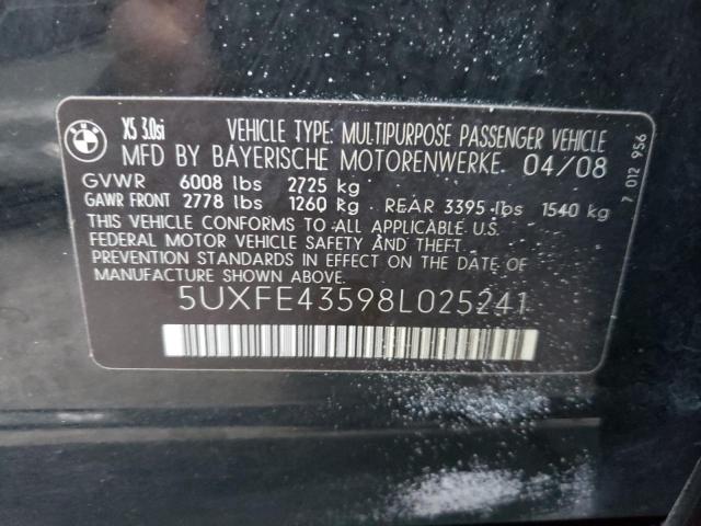 Photo 10 from auction – 2008 BMW X5 3.0I with VIN 5UXFE43598L025241