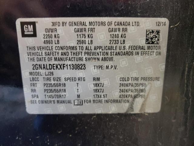 Photo 10 from auction – 2015 CHEVROLET EQUINOX LT with VIN 2GNALDEKXF1130823
