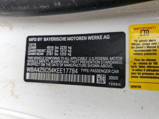 Photo 10 from auction – 2019 BMW 440I with VIN WBA4Z5C54KEE17784