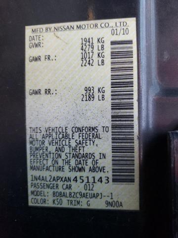 Photo 10 from auction – 2010 NISSAN ALTIMA BAS with VIN 1N4AL2APXAN451143