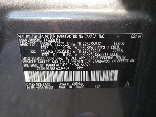 Photo 10 from auction – 2015 TOYOTA RAV4 XLE with VIN 2T3RFREV6FW234484