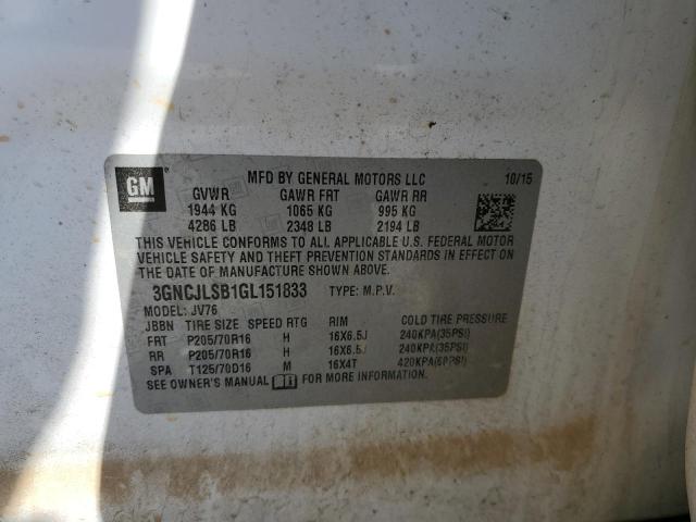 Photo 10 from auction – 2016 CHEVROLET TRAX 1LT with VIN 3GNCJLSB1GL151833