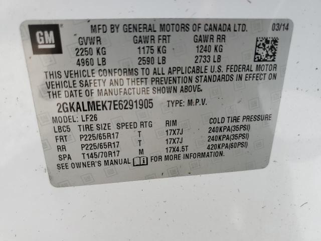 Photo 10 from auction – 2014 GMC TERRAIN SL with VIN 2GKALMEK7E6291905