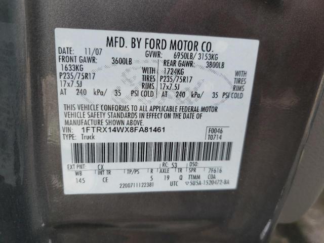 Photo 10 from auction – 2008 FORD F150 with VIN 1FTRX14WX8FA81461
