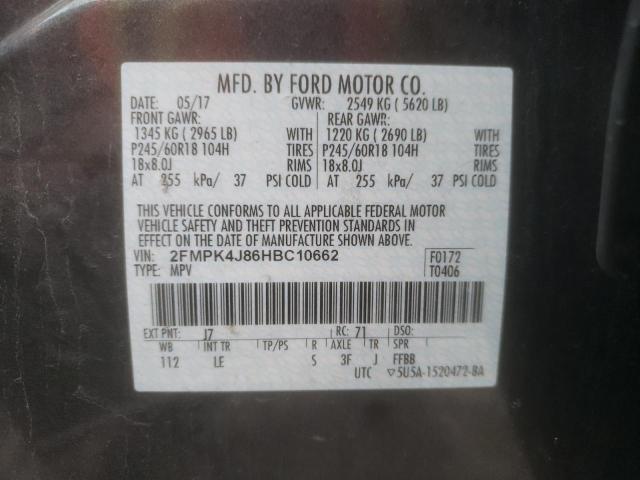 Photo 10 from auction – 2017 FORD EDGE SEL with VIN 2FMPK4J86HBC10662