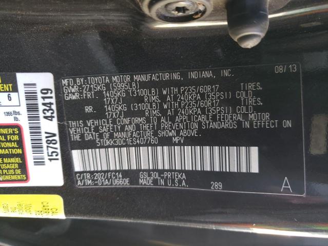Photo 10 from auction – 2014 TOYOTA SIENNA with VIN 5TDKK3DC1ES407760