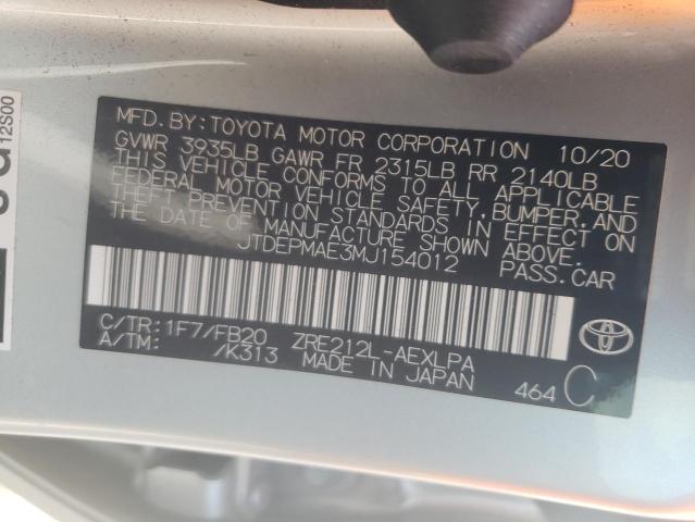 Photo 10 from auction – 2021 TOYOTA COROLLA LE with VIN JTDEPMAE3MJ154012