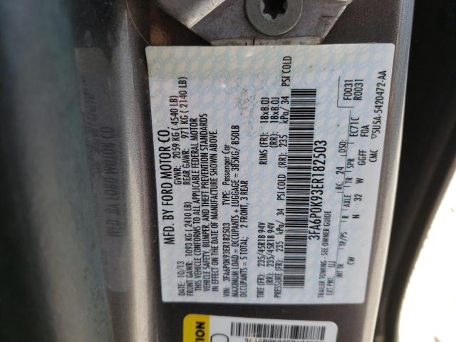 Photo 10 from auction – 2014 FORD FUSION TIT with VIN 3FA6P0K93ER182503