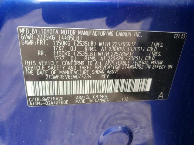 Photo 10 from auction – 2014 TOYOTA RAV4 XLE with VIN 2T3WFREV6EW077234