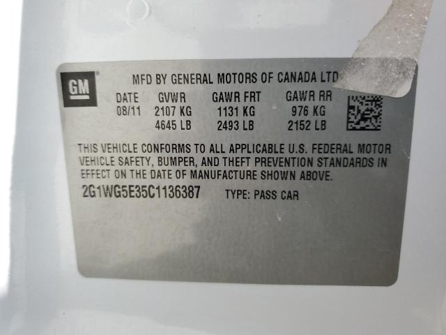 Photo 10 from auction – 2012 CHEVROLET IMPALA LT with VIN 2G1WG5E35C1136387