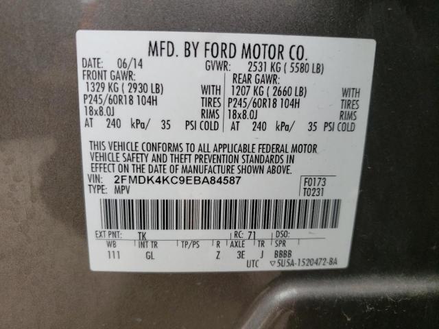 Photo 10 from auction – 2014 FORD EDGE LIMIT with VIN 2FMDK4KC9EBA84587