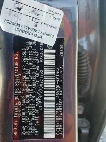 Photo 10 from auction – 2013 TOYOTA CAMRY L with VIN 4T1BF1FK7DU221952