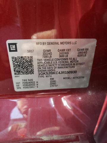 Photo 10 from auction – 2018 GMC YUKON SLT with VIN 1GKS2BKC4JR150930