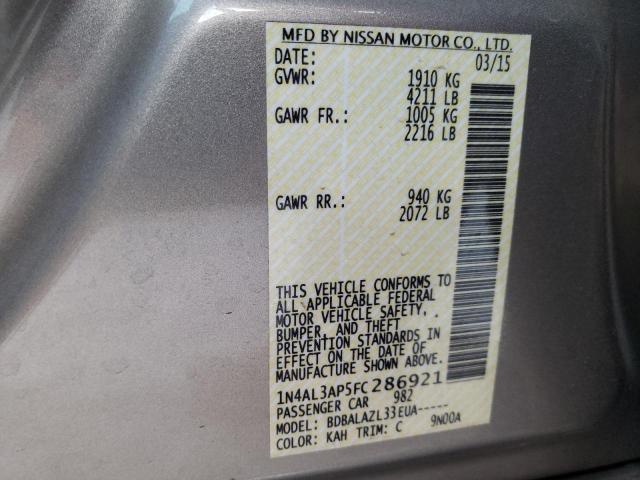 Photo 10 from auction – 2015 NISSAN ALTIMA 2.5 with VIN 1N4AL3AP5FC286921