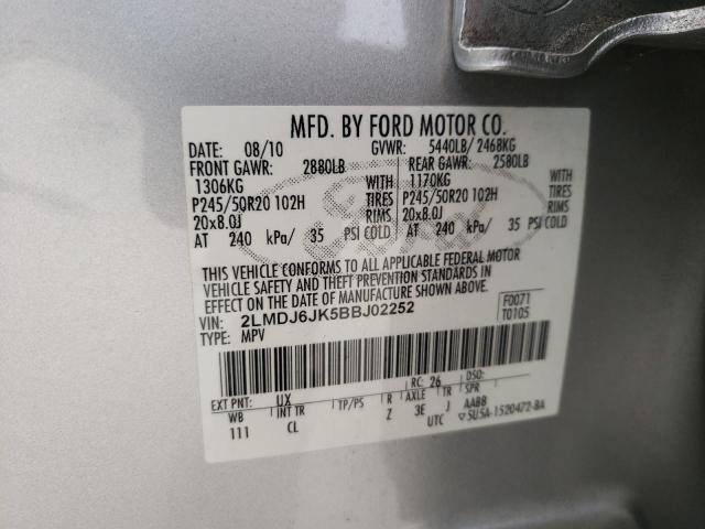 Photo 10 from auction – 2011 LINCOLN MKX with VIN 2LMDJ6JK5BBJ02252