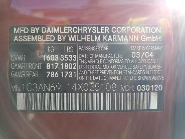 Photo 10 from auction – 2004 CHRYSLER CROSSFIRE with VIN 1C3AN69L14X025108