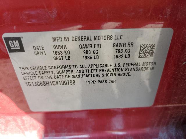 Photo 10 from auction – 2012 CHEVROLET SONIC LT with VIN 1G1JC6SH1C4109798