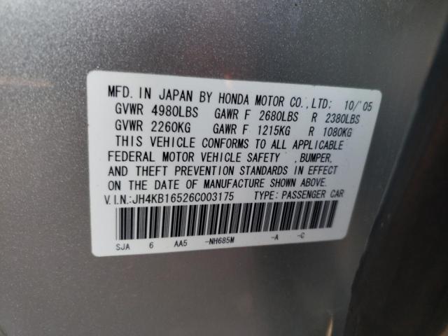 Photo 10 from auction – 2006 ACURA RL with VIN JH4KB16526C003175