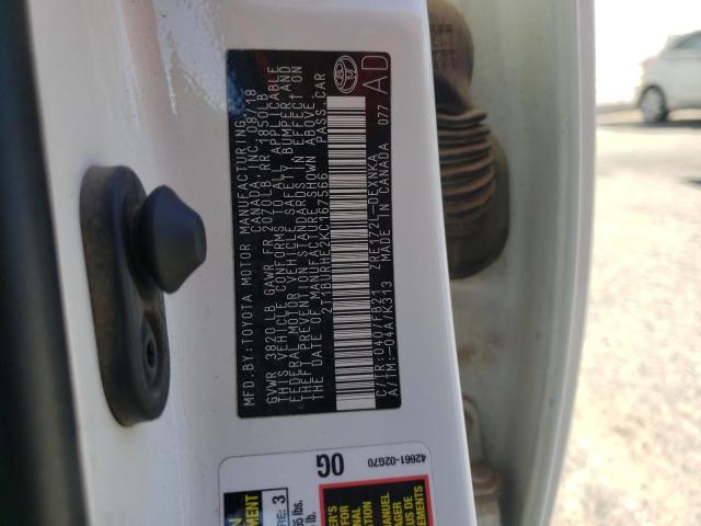 Photo 10 from auction – 2019 TOYOTA COROLLA L with VIN 2T1BURHE2KC167566