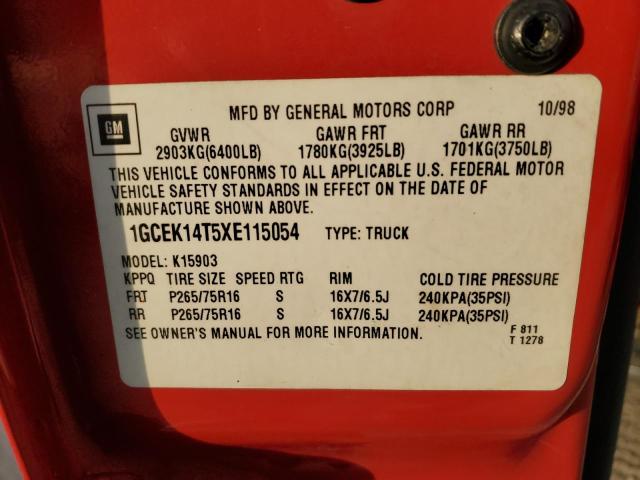 Photo 10 from auction – 1999 CHEVROLET SILVERADO with VIN 1GCEK14T5XE115054