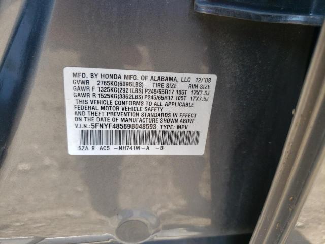 Photo 10 from auction – 2009 HONDA PILOT EXL with VIN 5FNYF48569B048593