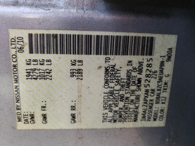 Photo 10 from auction – 2010 NISSAN ALTIMA BAS with VIN 1N4AL2APXAN528285