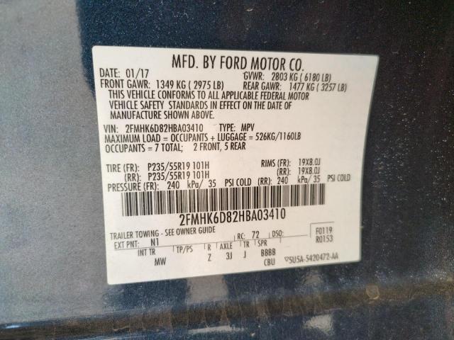 Photo 10 from auction – 2017 FORD FLEX LIMIT with VIN 2FMHK6D82HBA03410