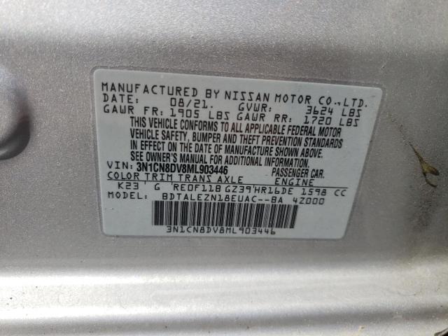 Photo 10 from auction – 2021 NISSAN VERSA S with VIN 3N1CN8DV8ML903446