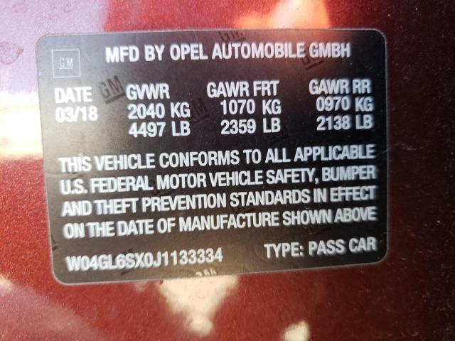 Photo 10 from auction – 2018 BUICK REGAL PREF with VIN W04GL6SX0J1133334