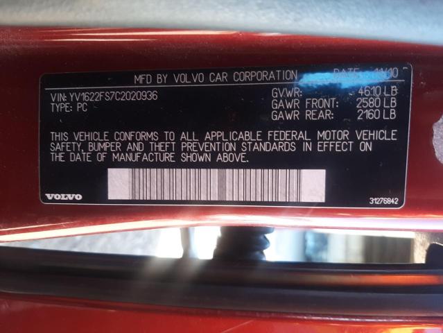 Photo 10 from auction – 2012 VOLVO S60 T5 with VIN YV1622FS7C2020936
