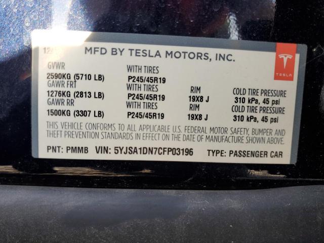 Photo 10 from auction – 2012 TESLA MODEL S with VIN 5YJSA1DN7CFP03196