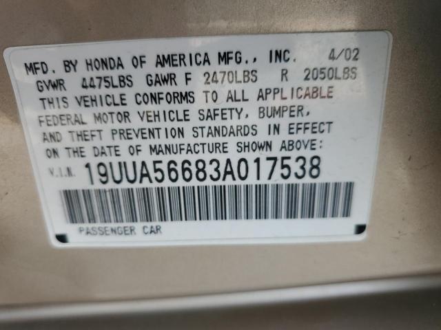 Photo 10 from auction – 2003 ACURA 3.2TL with VIN 19UUA56683A017538