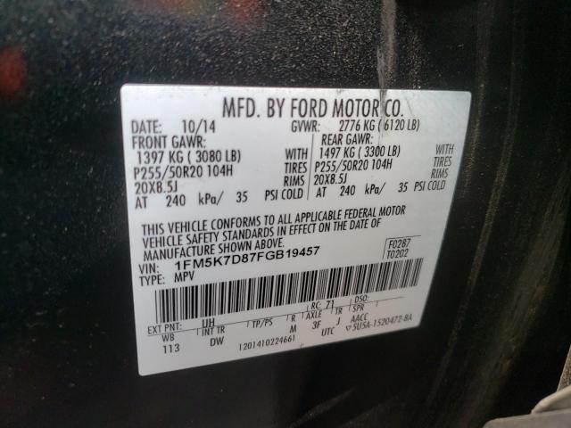 Photo 10 from auction – 2015 FORD EXPLORER X with VIN 1FM5K7D87FGB19457
