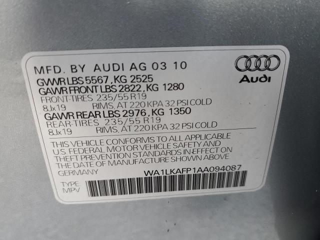 Photo 10 from auction – 2010 AUDI Q5 PREMIUM with VIN WA1LKAFP1AA094087