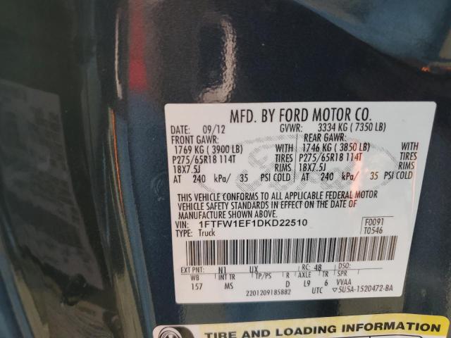 Photo 10 from auction – 2013 FORD F150 SUPER with VIN 1FTFW1EF1DKD22510