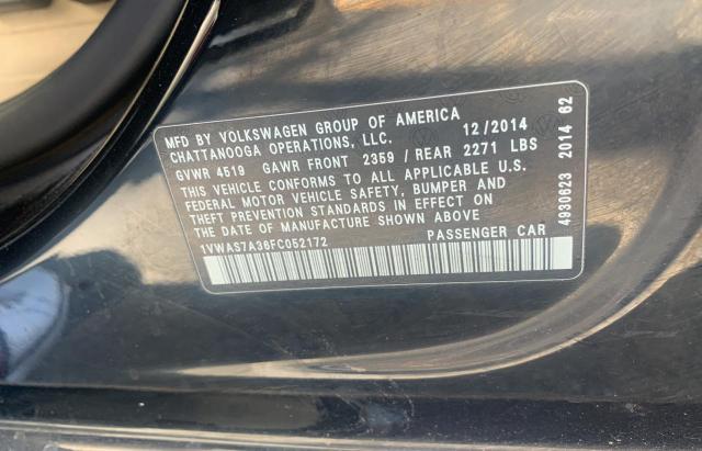 Photo 10 from auction – 2015 VOLKSWAGEN PASSAT S with VIN 1VWAS7A36FC052172