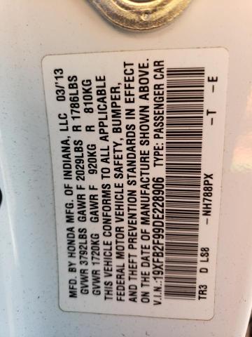 Photo 10 from auction – 2013 HONDA CIVIC EXL with VIN 19XFB2F99DE228906