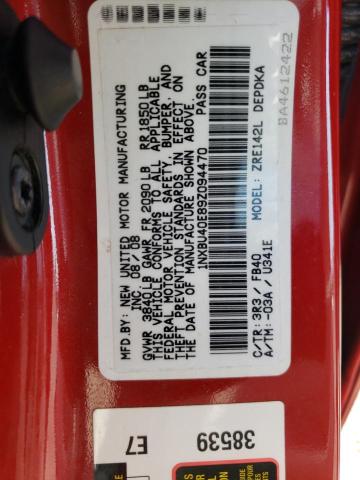 Photo 10 from auction – 2009 TOYOTA COROLLA BA with VIN 1NXBU40E89Z094470